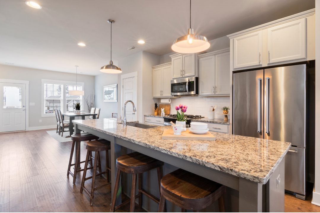 Clean, sunlit kitchen in a family home